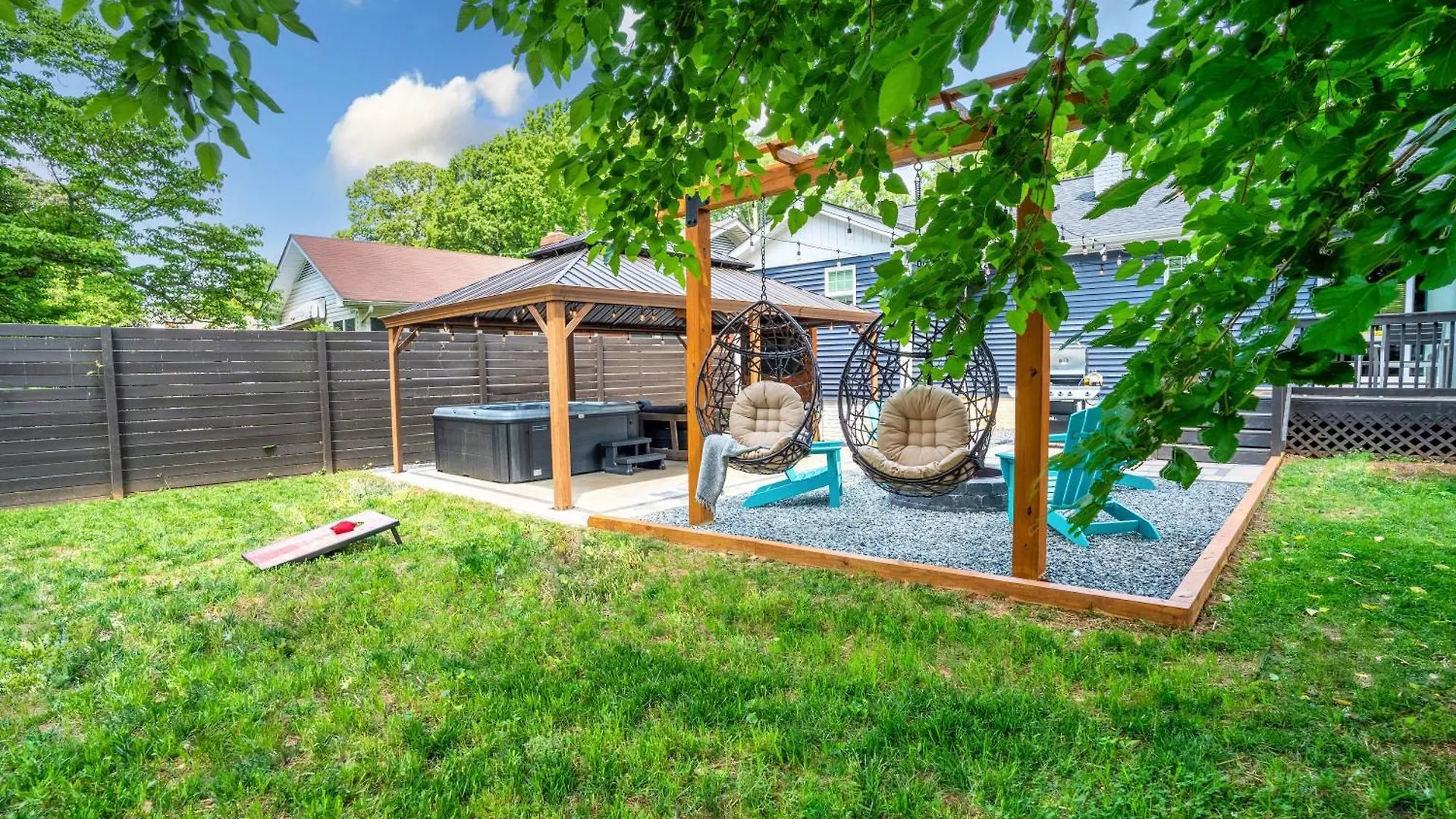 Uptown Oasis, Hot Tub, Swing Chairs, Fire Pit, Gazebo Charlotte 0*,  United States