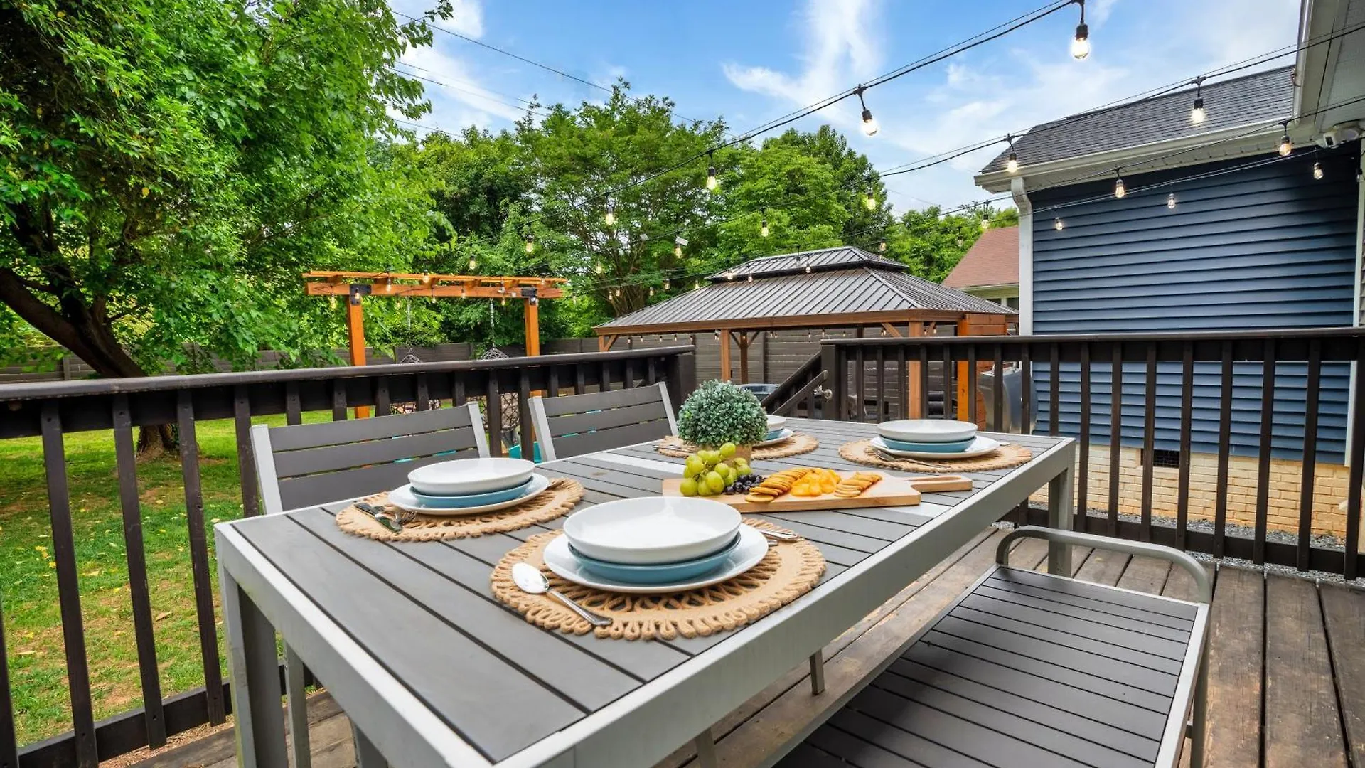 Uptown Oasis, Hot Tub, Swing Chairs, Fire Pit, Gazebo Charlotte